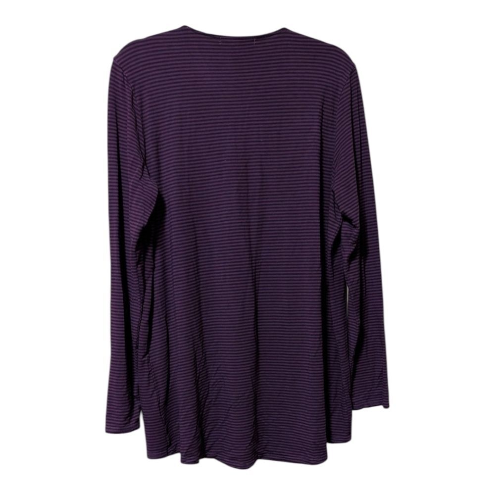 Cut Loose Tunic Top Size XL Purple Black Striped 6837794 v-neck long sleeve - Picture 2 of 7